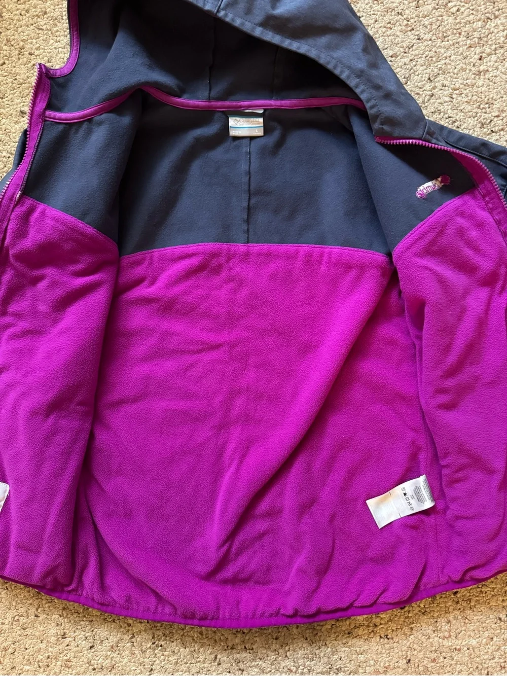 Columbia Kids Hooded Two-Tone Jacket - Purple and Gray